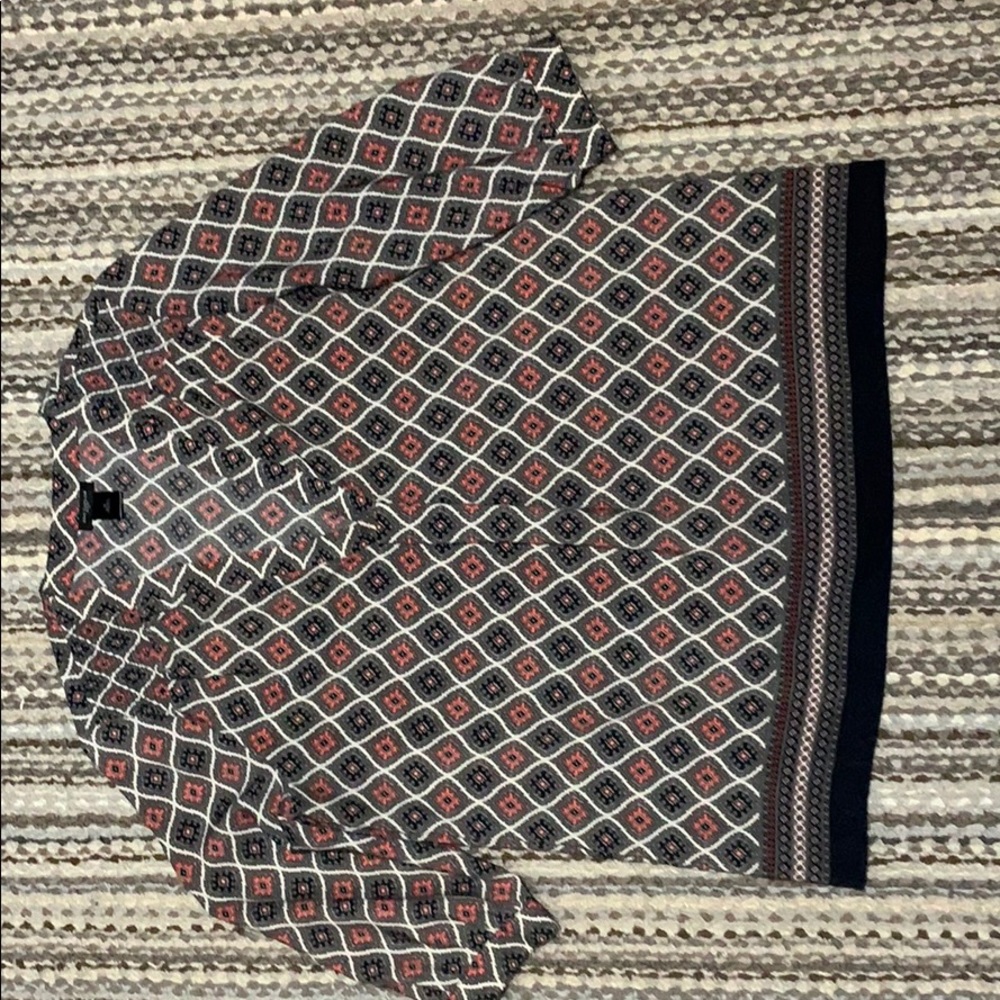 ANN TAYLOR BOHO V-NECK BLOUSE MIXED MEDIA SZ-SP